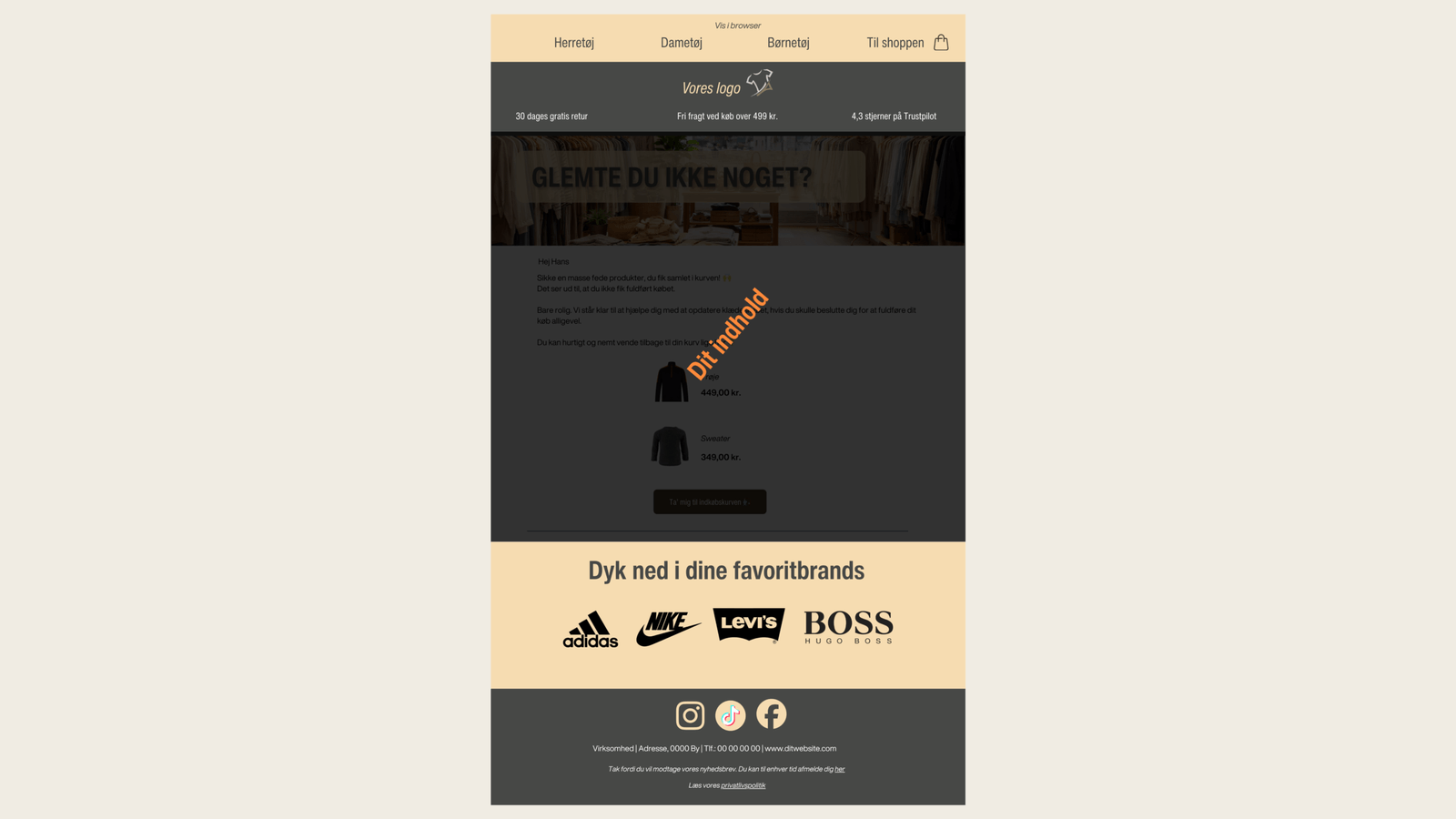Eksempel på e-mailskabelon med brands