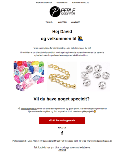 Perleshoppen-velkomstmail