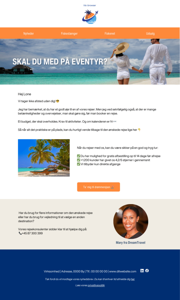 Tabt kurv dummy - Rejsebureau